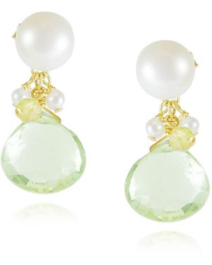MOUNIR LONDON Pearl Stud Drop Earrings - Green