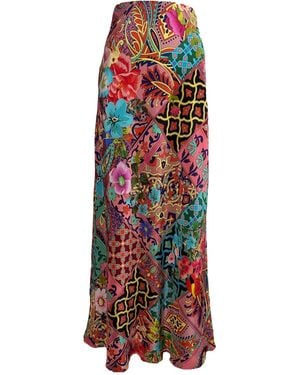 Introvertie VIENNA Oia Bias Cut Silk Maxi Skirt - Red