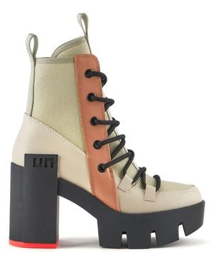 United Nude Waxed Canvas Lace-Up Booties - Multicolour