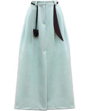 Julia Allert Casual Chic Front Slit Suede Skirt - Green