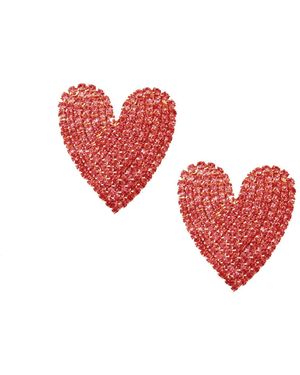 Maison De Gala Love Crystal Heart Earring - Red