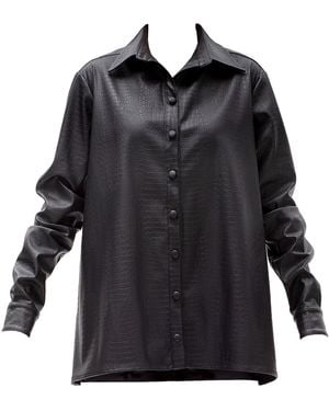 Maison Bogomil Textured Faux Leather Trapeze Shirt - Black