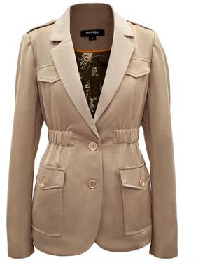 Smart and Joy Neutrals Safari Blazer With Gathered Waist - Natural