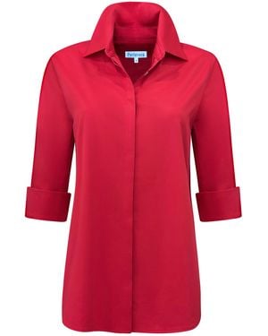 Perlavera Melody Three Quarter Sleeve Length Missy Fit Shirt - Red