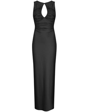 House of Ika Keyhole Ruched Maxi Dress - Black