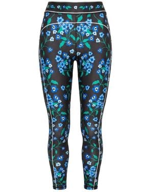 Jessie Zhao New York Garden Nocturne High-Waisted Cropped Leggings - Blue