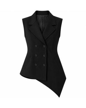 IZABELA MANDOIU Sculptural Asymmetric Double-Breasted Vest - Black