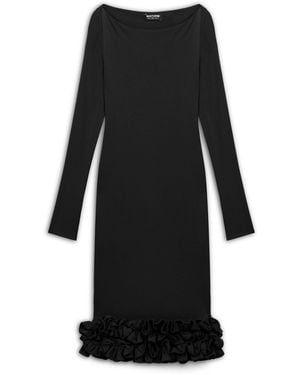 Nocturne Jersey Maxi Dress With Ruffle Detail - Black