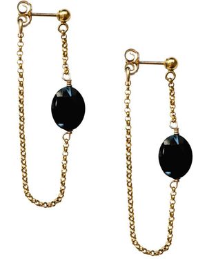 Herself Collections Onyx Gemstone Earring - Metallic