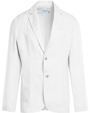 Haris Cotton Solid Lapel Neck Linen Blazer - White