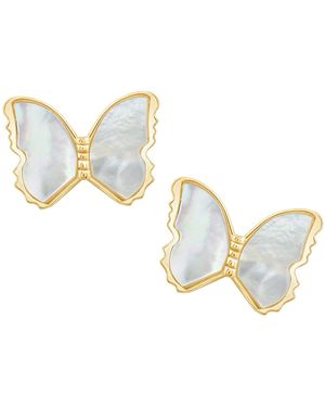 Diamonbliss Marilyn Monroe Pearly Butterfly Stud Earrings - Metallic