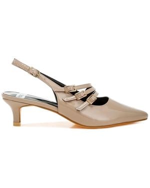 Rag & Co Neutrals Kanebei Taupe Triple Strap Slingback Sandals By Rag & Co - Multicolour