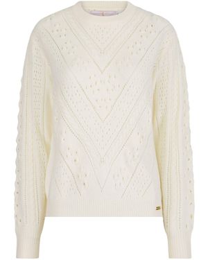 Hortons England Newquay Pointelle Knit Jumper Cream - White