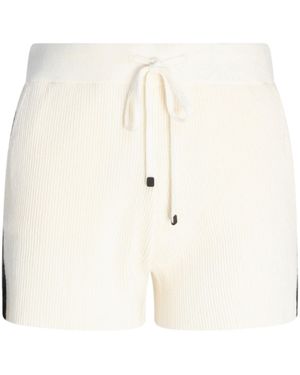 Circular Path Neutrals Double Stripe Short - White