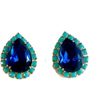 The Pink Reef Pear Stud - Blue