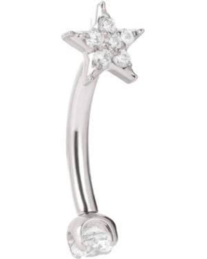 Vanhi Crystal Star Titanium Rook Barbell - White