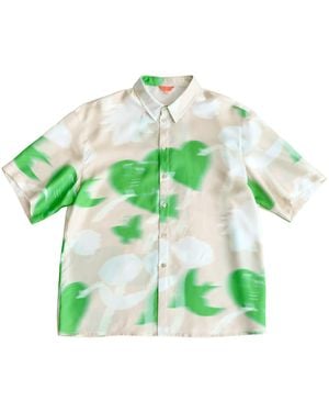 Lost Pattern Frida's Dream Oversized Silk Shirt - Green
