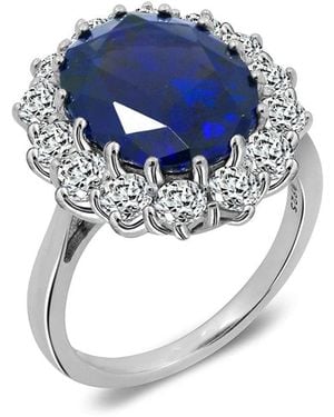 Diamonbliss Oval Halo Royal Cocktail Ring - Blue