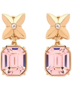 Emma Holland Jewellery Rose Cushion Crystal & Flower Clip Earrings - Pink