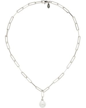 Emma Holland Jewellery Baroque Pearl & Platinum Chain Necklace - Metallic