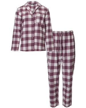 Pretty You London Neutrals Plaid Pajama Set - Purple