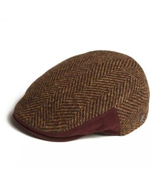 Dasmarca Hats Drake Tweed Herringbone Italian Virgin Wool Cap For - Brown