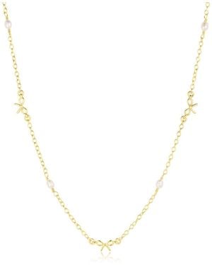 SET & STONES Bow And Pearl Necklace - Metallic