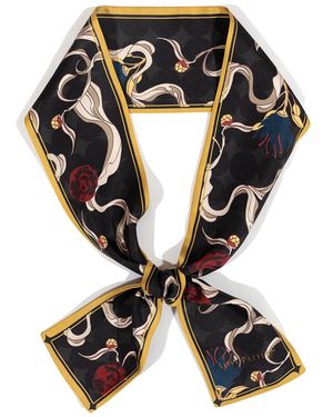 Lost Pattern Dream Silk Twilly Neck Bow - Black