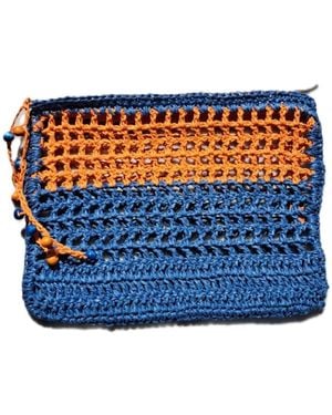 Springmoonatelier Raffia Handwoven Clutch - Blue