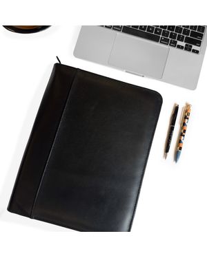 Hides Leather Co. Leather Business Folder Organizer, Classic Document Case - Black