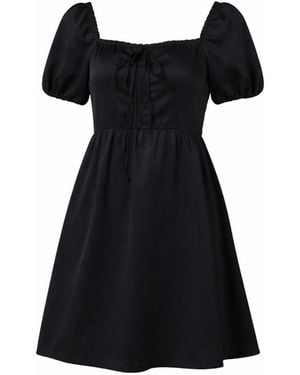 Ashita Fernandes Puff Sleeve Square Neck Mini Dress – - Black