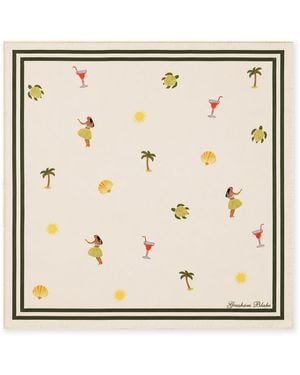 Gresham Blake Neutrals Hawaiian Silk Pocket Square - Natural