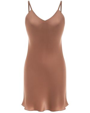 Serotoninn Silk Slip Mini Dress Cappuccino - Brown