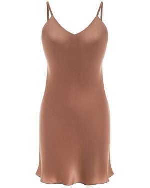 Serotoninn Silk Mini Dress Cappuccino - Brown