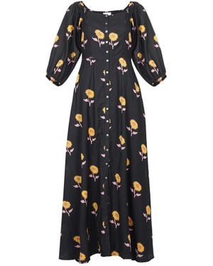 Em & Shi Sunflower Buttoned Dress - Black