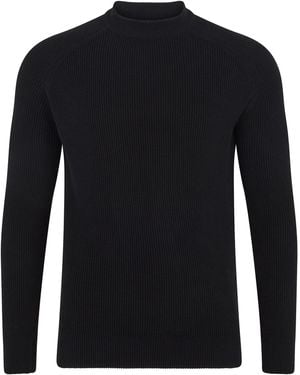 Paul James Knitwear Lightweight Cotton Brett Ribbed Crew Neck Jumper - Black