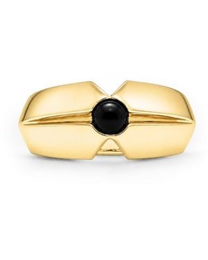 Unaloe Onyx Geometric Statement Ring – -Plated Sterling - Metallic