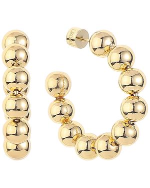 Leo & Luca Golden Bead Hoop Earrings - Metallic