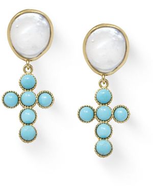 Vintouch Italy Hope-Plated Cross Earrings - Blue