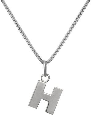 Edge Only Letter Pendant "H" Initial Necklace Sterling - Metallic