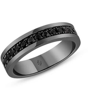 SALLY SKOUFIS Galassia Ring With Made Cz Diamond Stimulant - Black