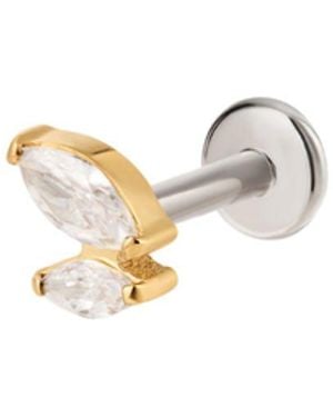 Vanhi Double Marquise Threadless Flat Back Titanium Cartilage Stud - Metallic