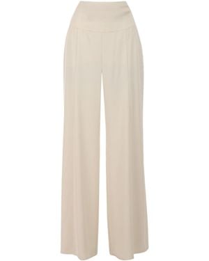 Luna Fashion House Neutrals Ivory High Waisted Wide Leg Trousers, Agatha - White