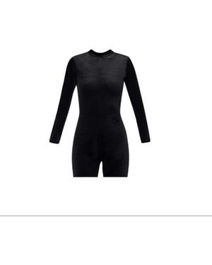 LIA ARAM Structured Velvet Catsuit - Black