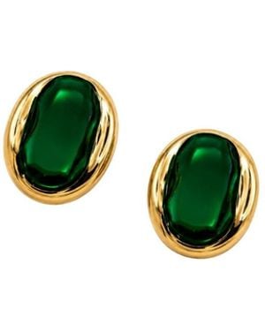 Uchi and Soto Enso Stone Stud Earrings - Green