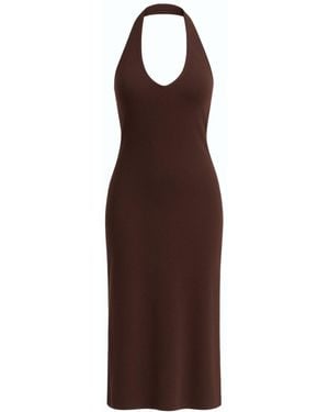 Monlicia Orion Halter Cotton Midi Dress – - Brown