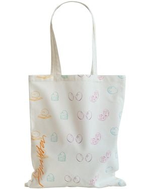 Lost Pattern Eggheads Cotton Tote Bag - White