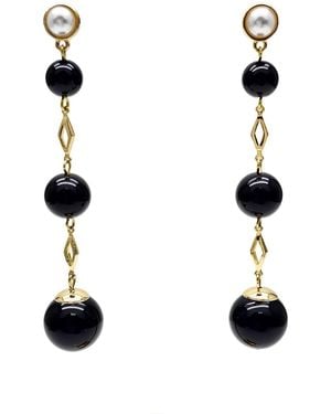 Farra Obsidian Dangle Earrings - White
