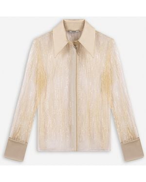 Nocturne Sheer Metallic Thread Shirt - White
