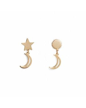 Silver Moon Solar Moon-Plated Sterling Earrings - Metallic